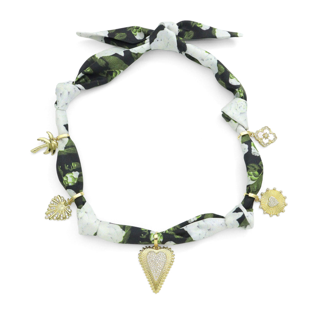 Convertible Scarf Necklace, Adjustable Silk Scarf Statement Necklace, sku#EF806-3