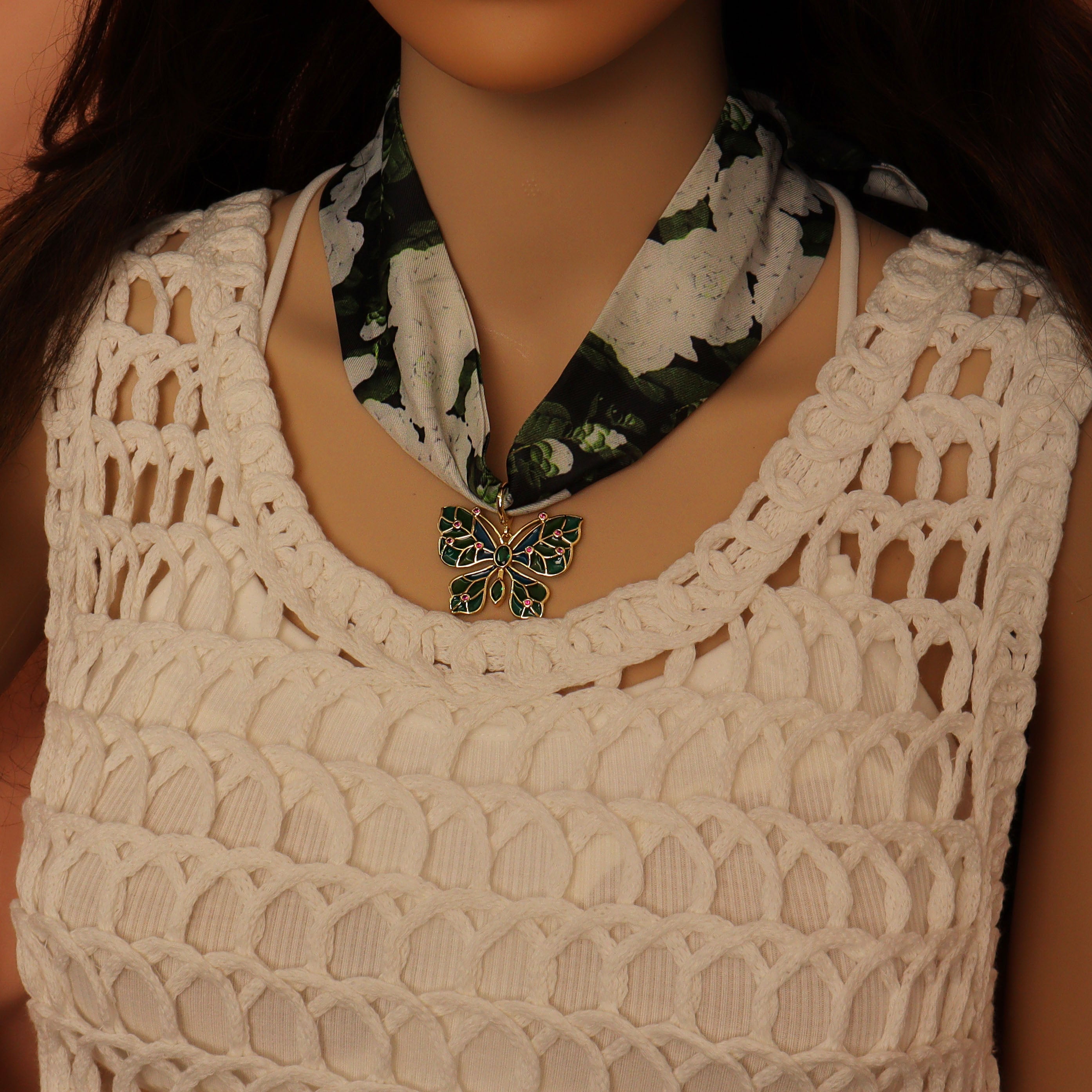 Convertible Scarf Necklace, Adjustable Silk Scarf Statement Necklace, sku#EF806-3
