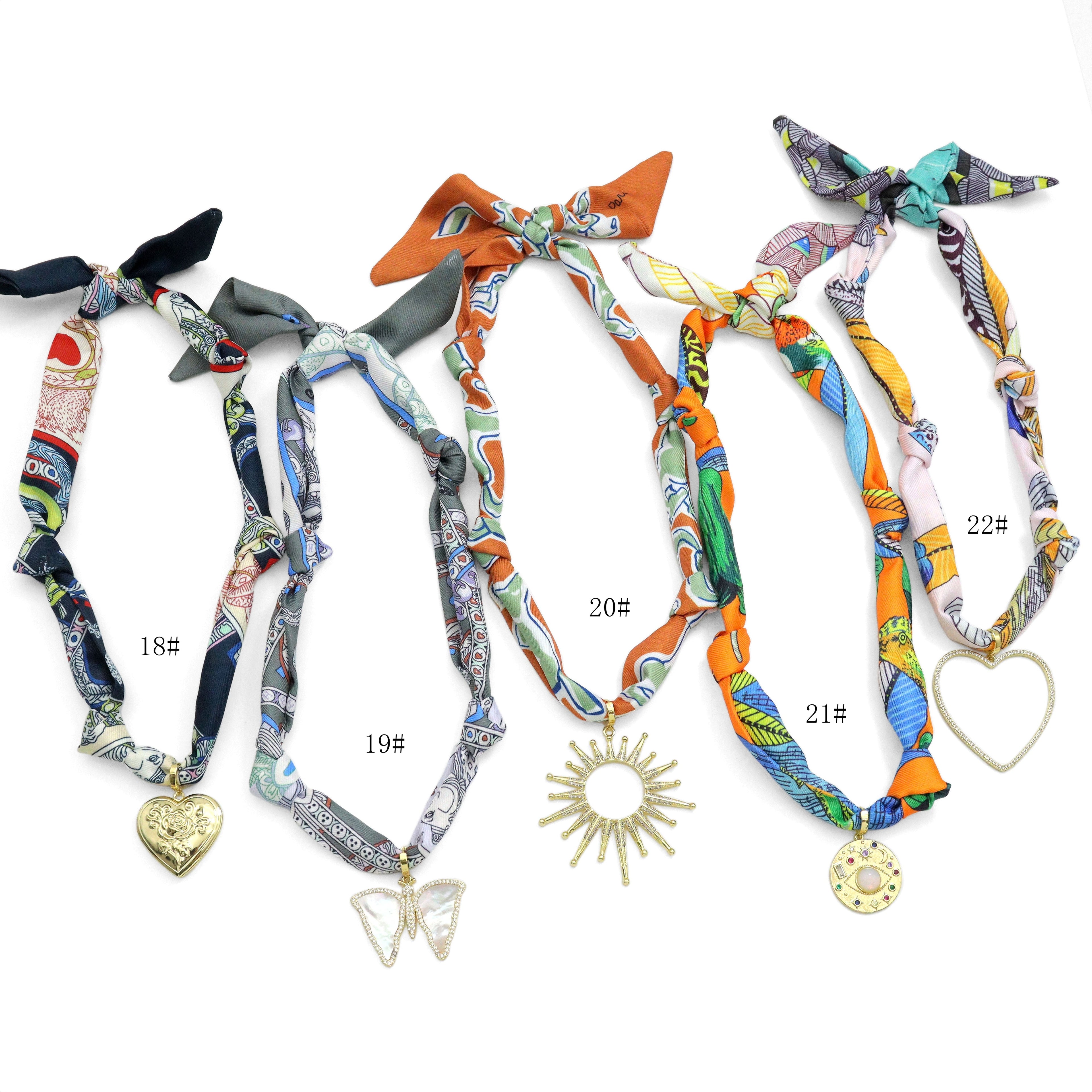 Convertible Scarf Necklace, Adjustable Silk Scarf Statement Necklace, sku#EF806-4