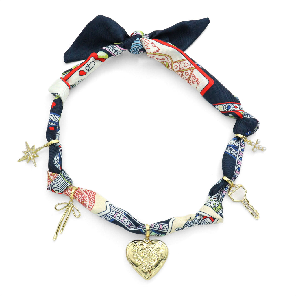 Convertible Scarf Necklace, Adjustable Silk Scarf Statement Necklace, sku#EF806-4