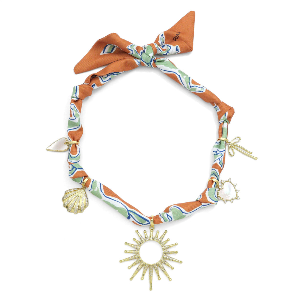 Convertible Scarf Necklace, Adjustable Silk Scarf Statement Necklace, sku#EF806-4