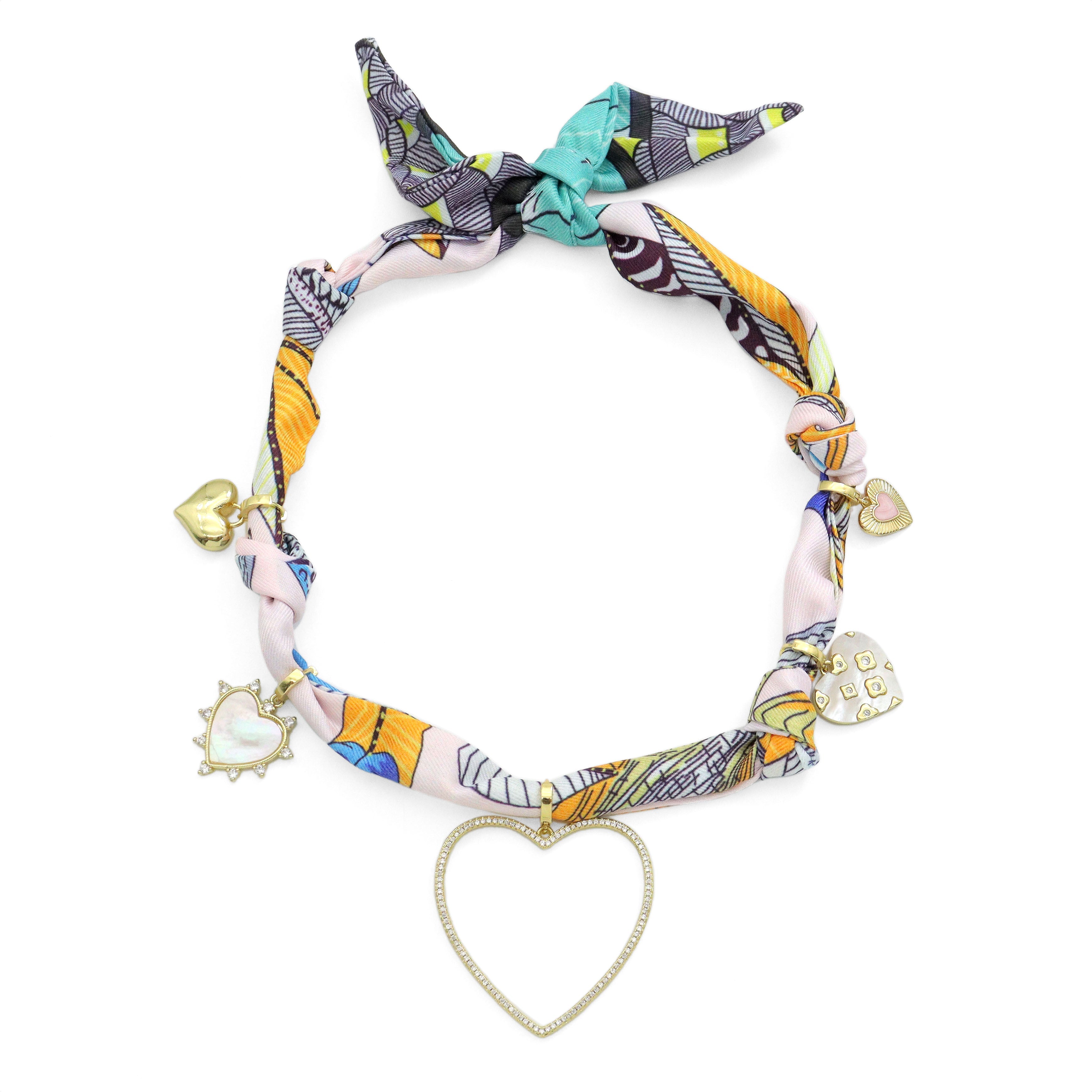 Convertible Scarf Necklace, Adjustable Silk Scarf Statement Necklace, sku#EF806-4