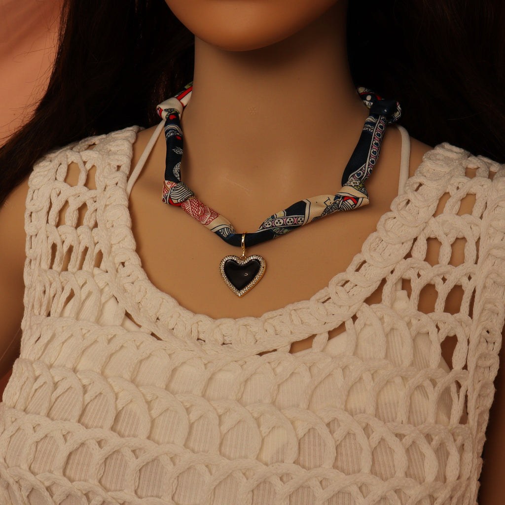 Convertible Scarf Necklace, Adjustable Silk Scarf Statement Necklace, sku#EF806-4