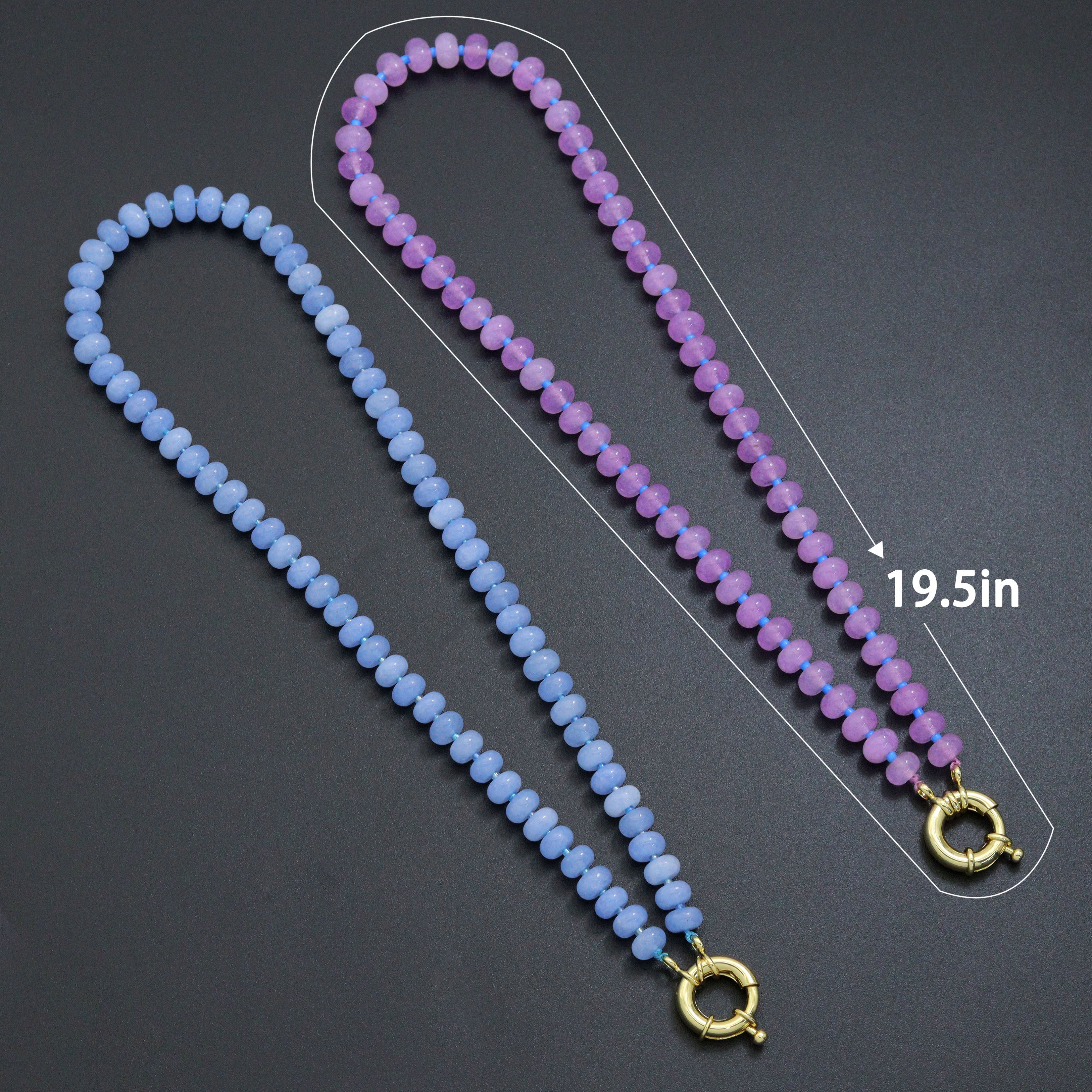 Blue Purple Roundelle Gemstone beads necklace, sku#EF812