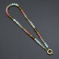 Mixed Roundelee Gemstone Beads necklace, sku#EF813