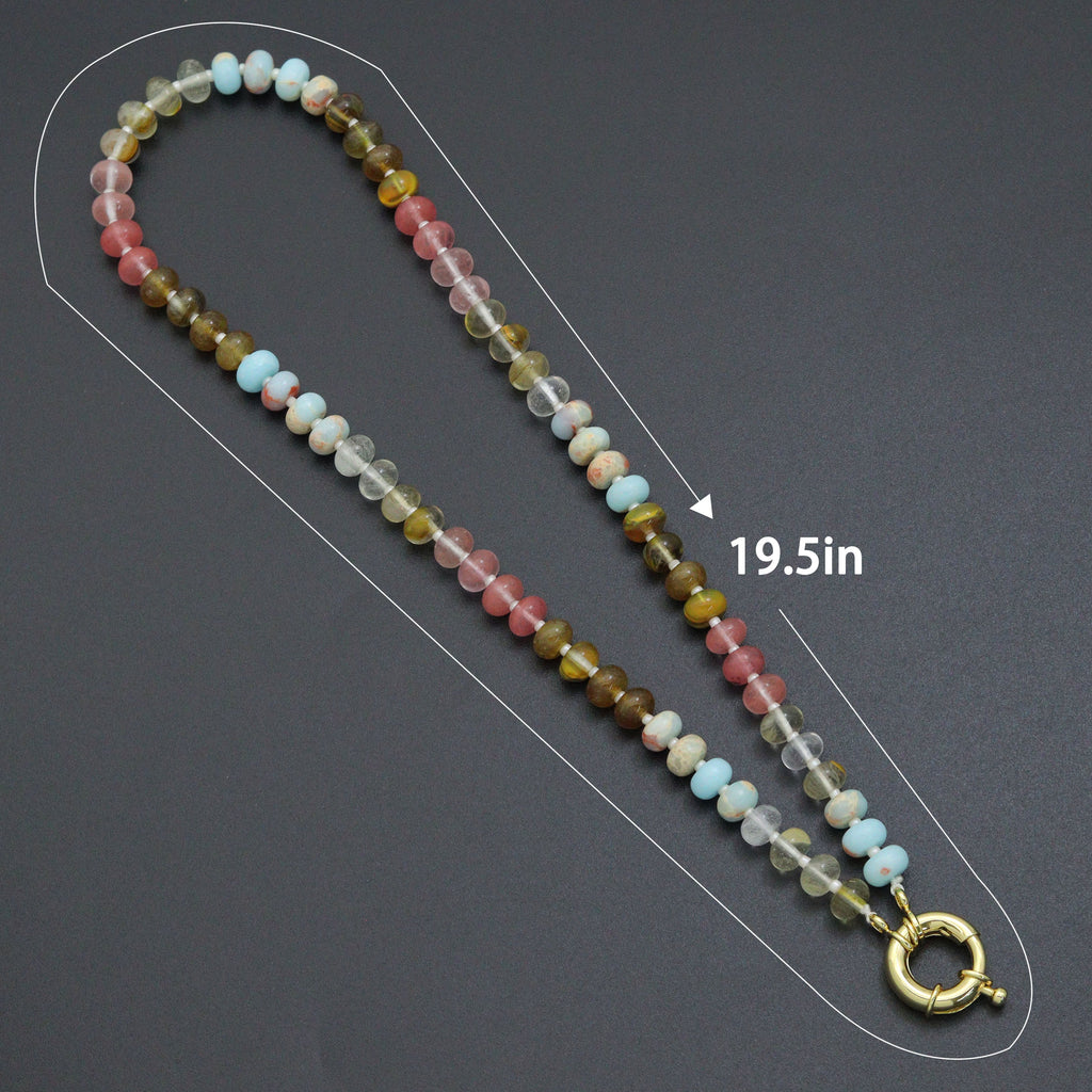 Mixed Roundelee Gemstone Beads necklace, sku#EF813