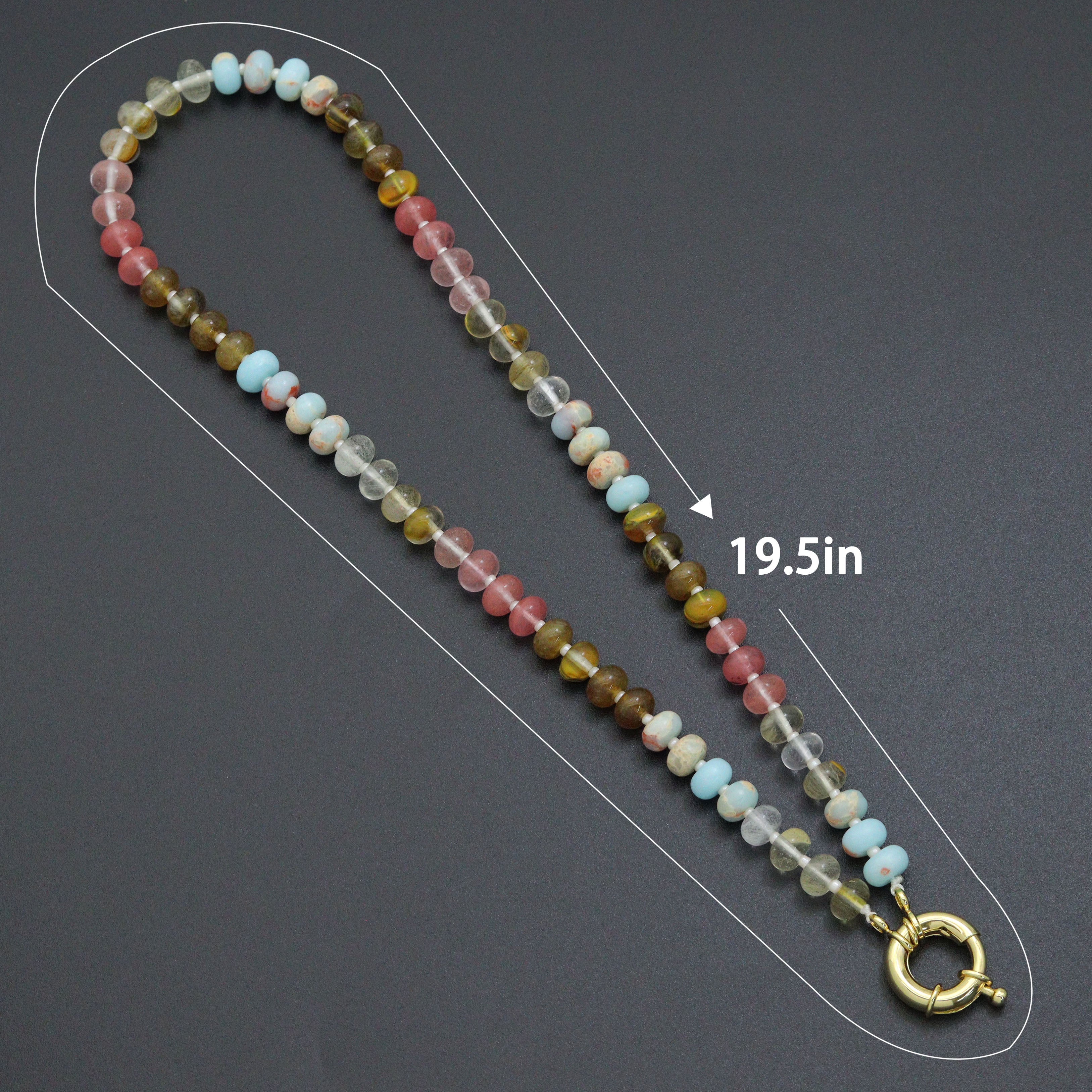Mixed Roundelee Gemstone Beads necklace, sku#EF813