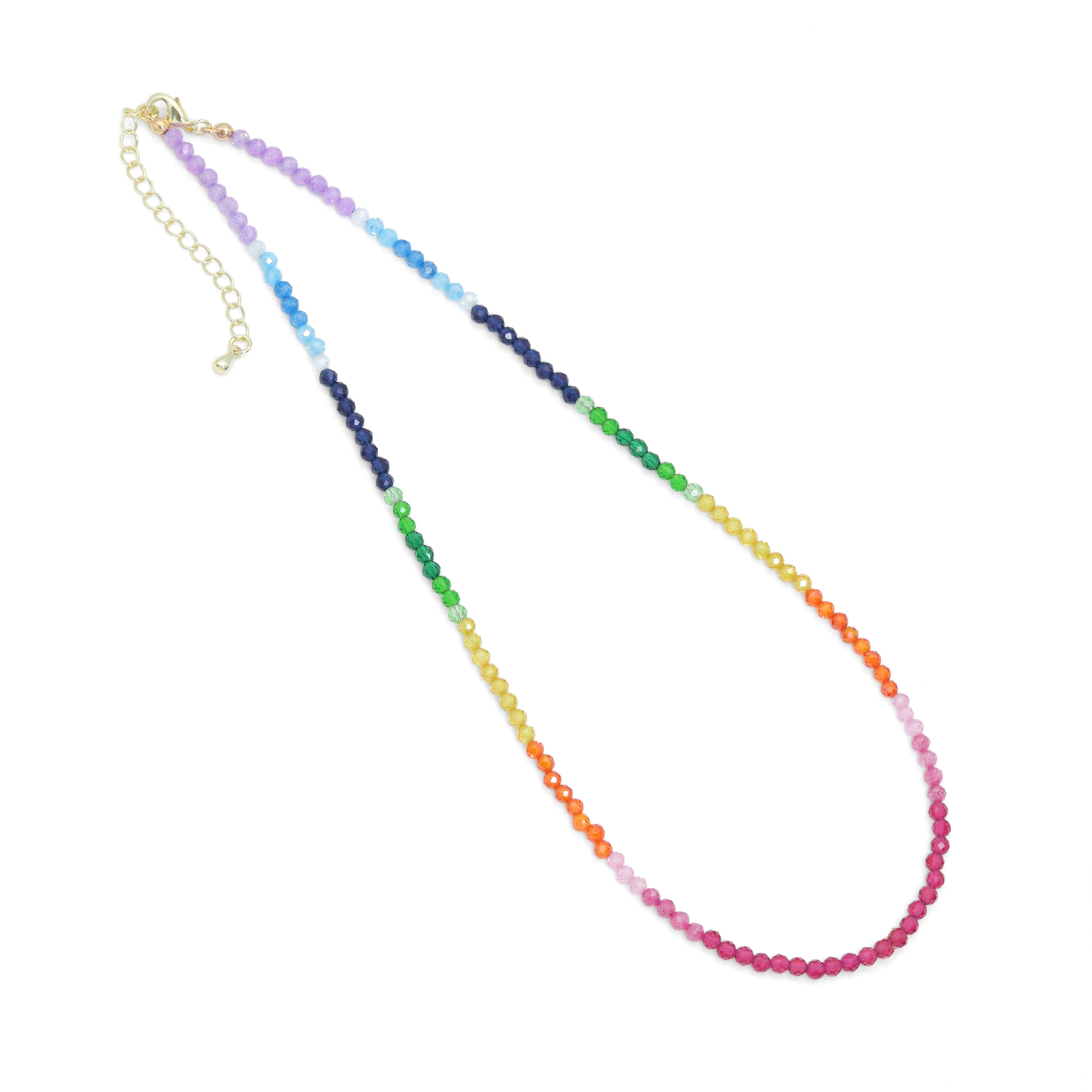 Rainbow Mixed Gemstone beads Initial Necklace, sku#EF815