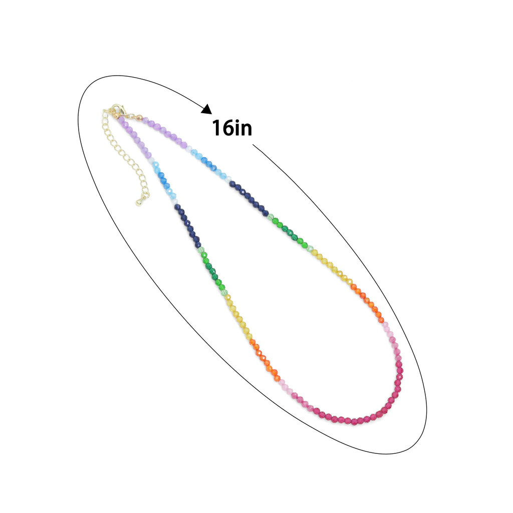 Rainbow Mixed Gemstone beads Initial Necklace, sku#EF815