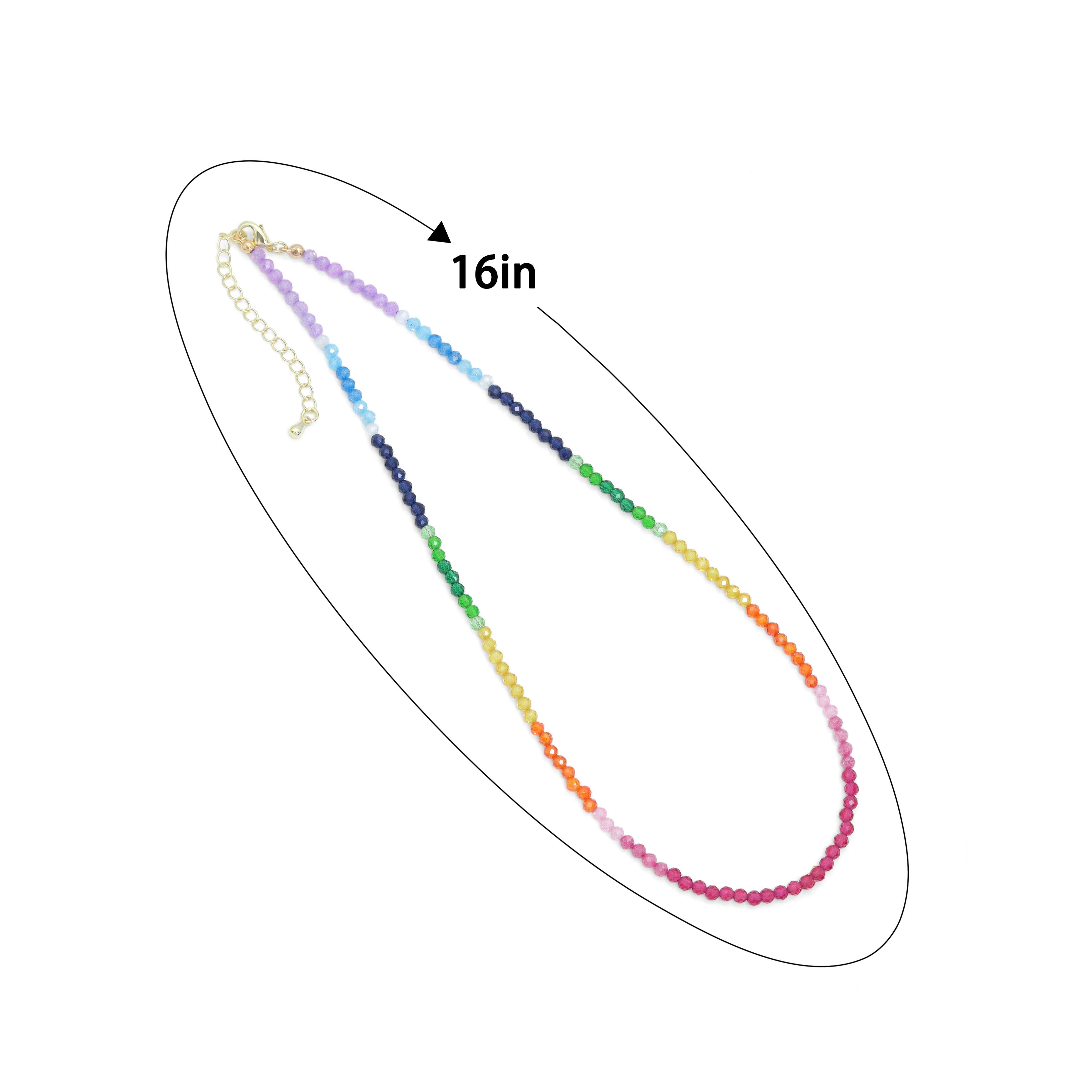 Rainbow Mixed Gemstone beads Initial Necklace, sku#EF815