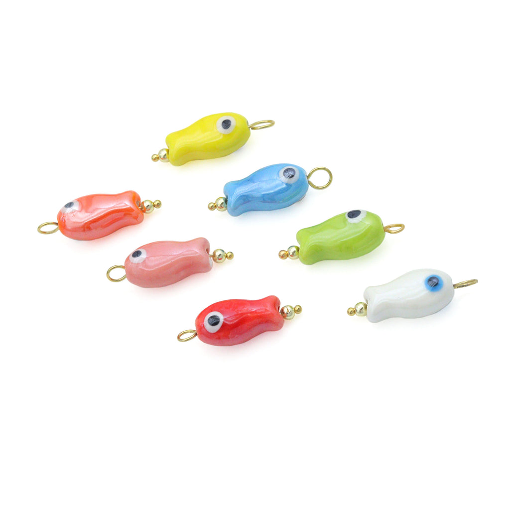 Colorful Ceramic Fish Charm Handmade gemstone beads charm For Necklace Bracelet Jewelry Making Supply, Sku#EF818