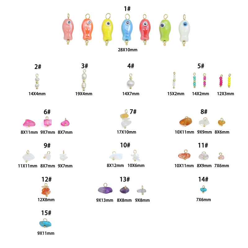 Colorful Ceramic Fish Charm Handmade gemstone beads charm For Necklace Bracelet Jewelry Making Supply, Sku#EF818