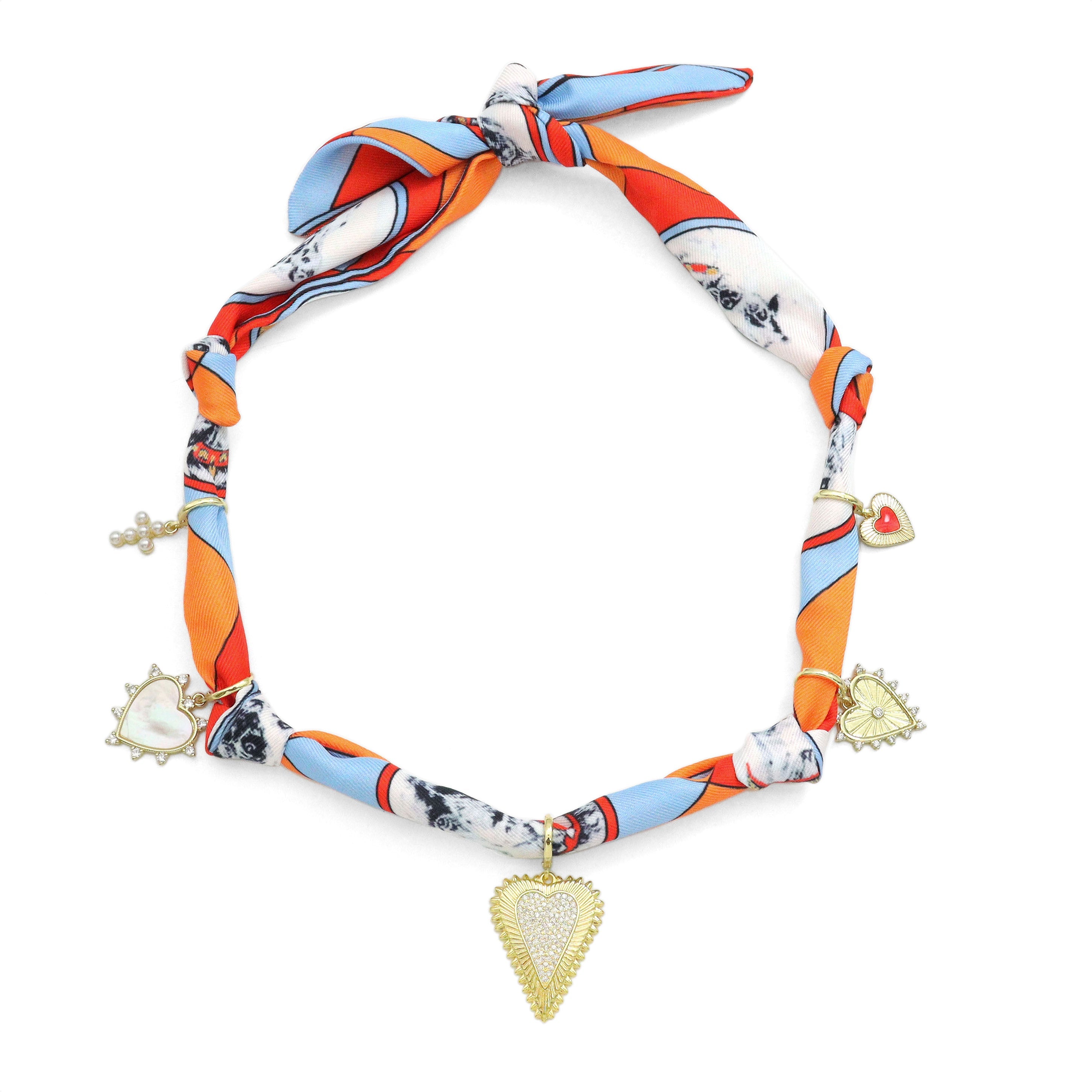Convertible Scarf Necklace, Adjustable Silk Scarf Statement Necklace, sku#EF824-1