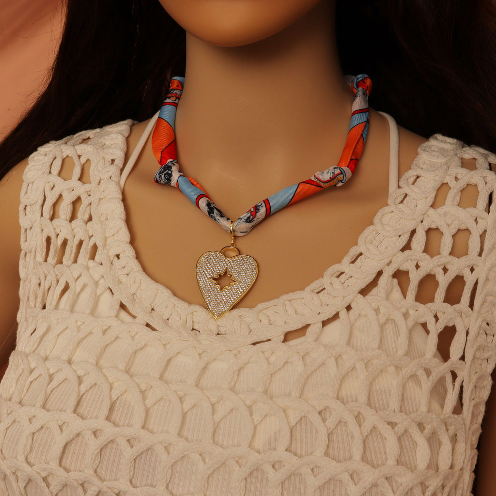 Convertible Scarf Necklace, Adjustable Silk Scarf Statement Necklace, sku#EF824-1
