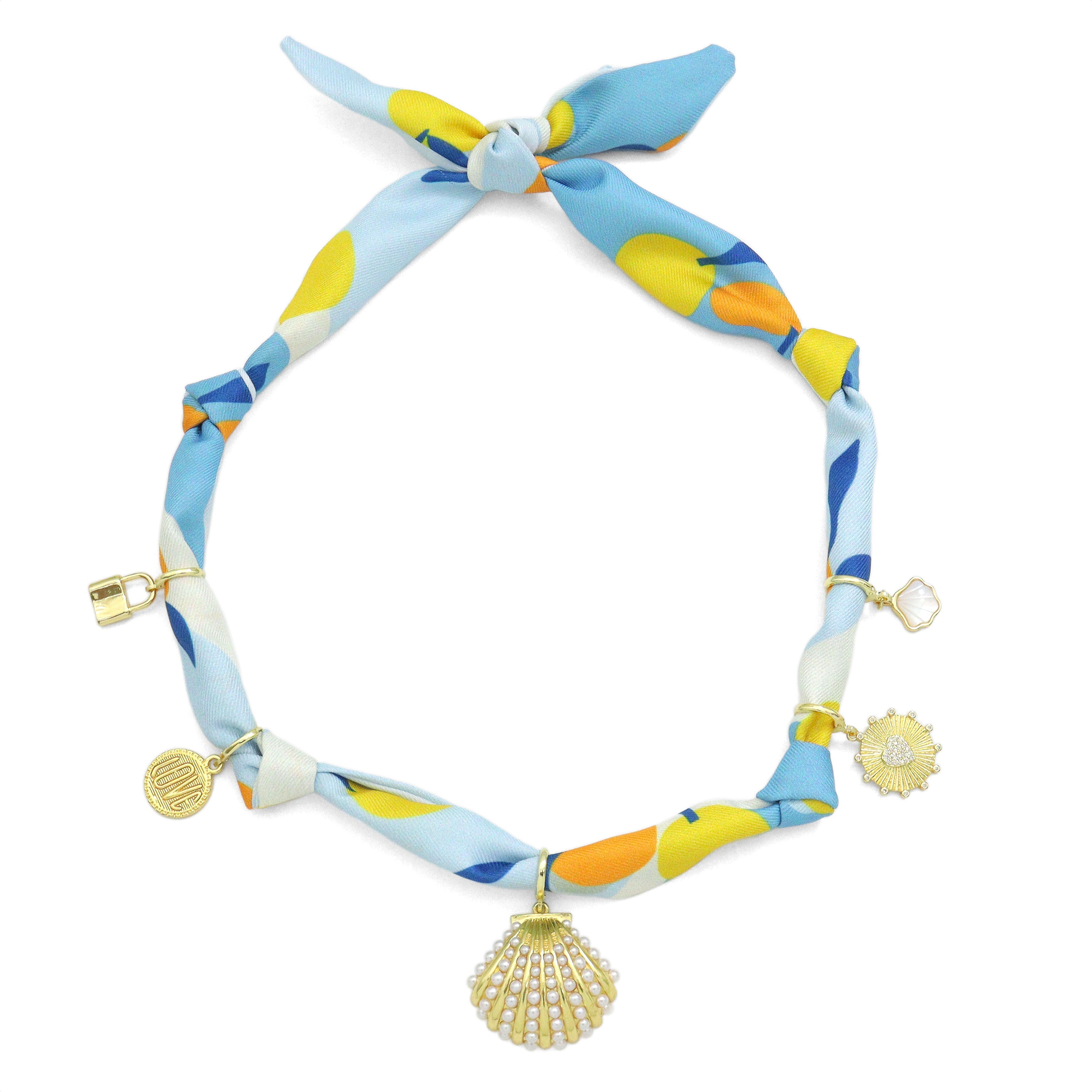 Convertible Scarf Necklace, Adjustable Silk Scarf Statement Necklace, sku#EF824-2