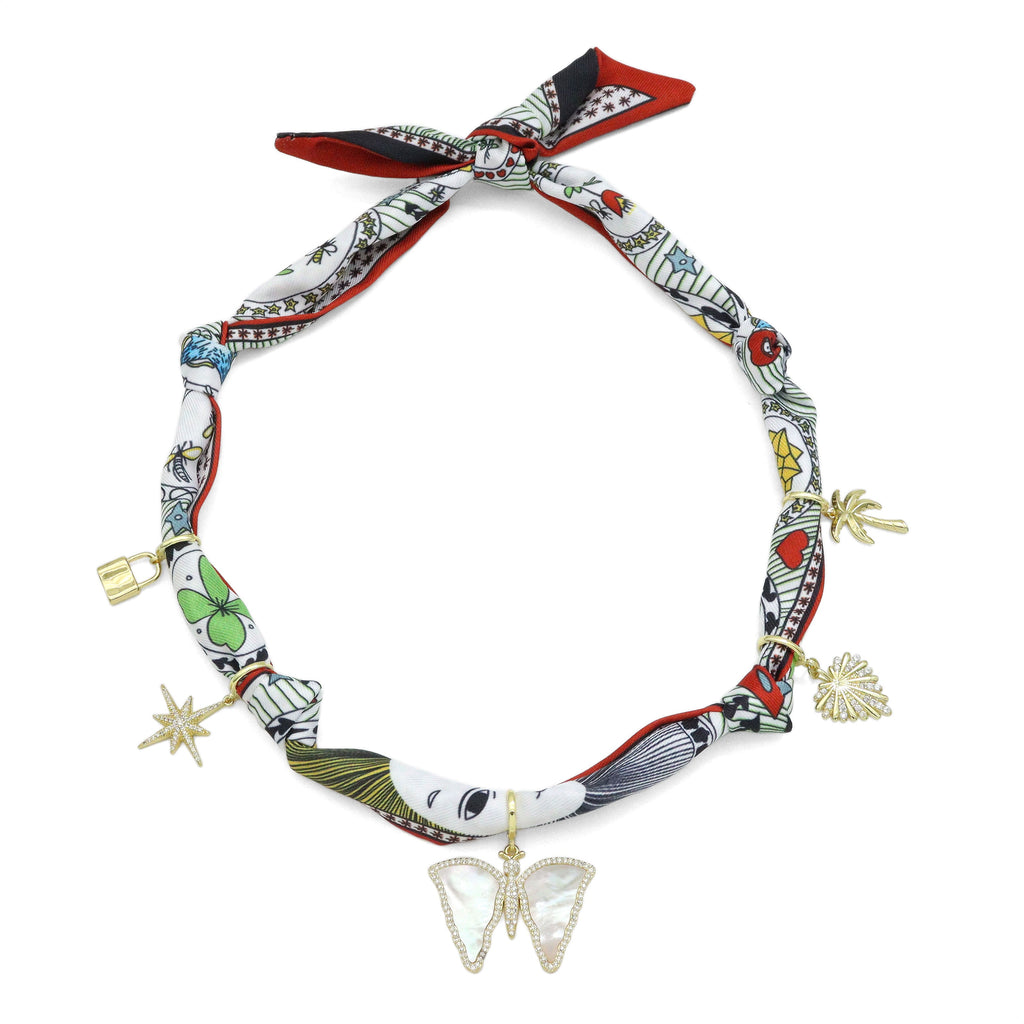 Convertible Scarf Necklace, Adjustable Silk Scarf Statement Necklace, sku#EF824-2