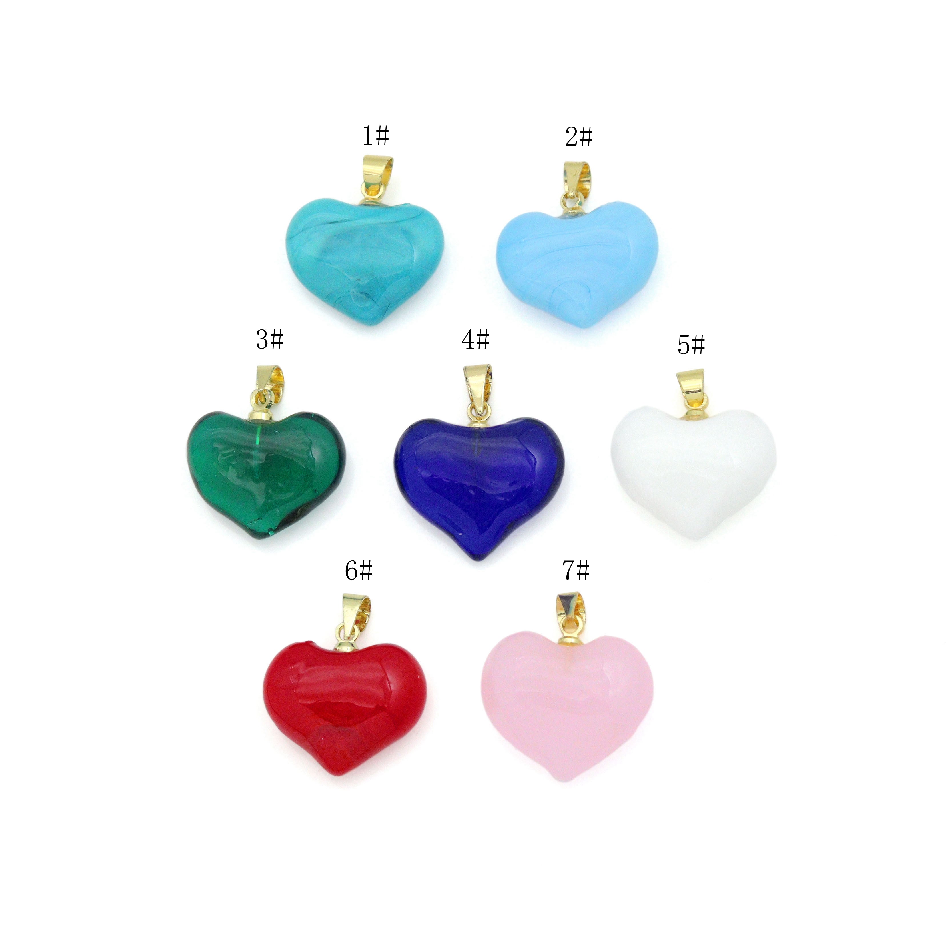 Crystal Stone Heart Pedant For Necklace Bracelet Jewelry Making Supply, Stone Heart Charm, Sku#EF829