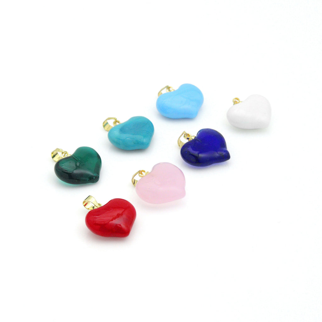 Crystal Stone Heart Pedant For Necklace Bracelet Jewelry Making Supply, Stone Heart Charm, Sku#EF829
