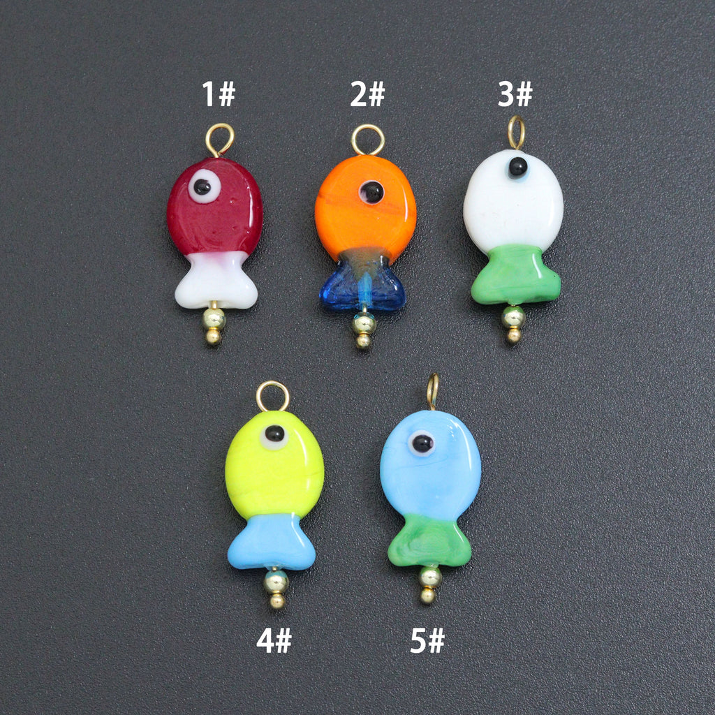 Coloful Fish Charm Pendant-handmade ocean-inspired pendant, Sku#EF828