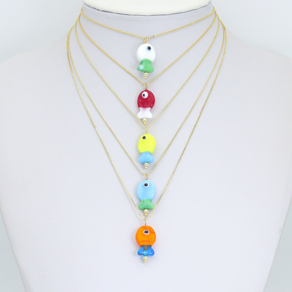 Coloful Fish Charm Pendant-handmade ocean-inspired pendant, Sku#EF828