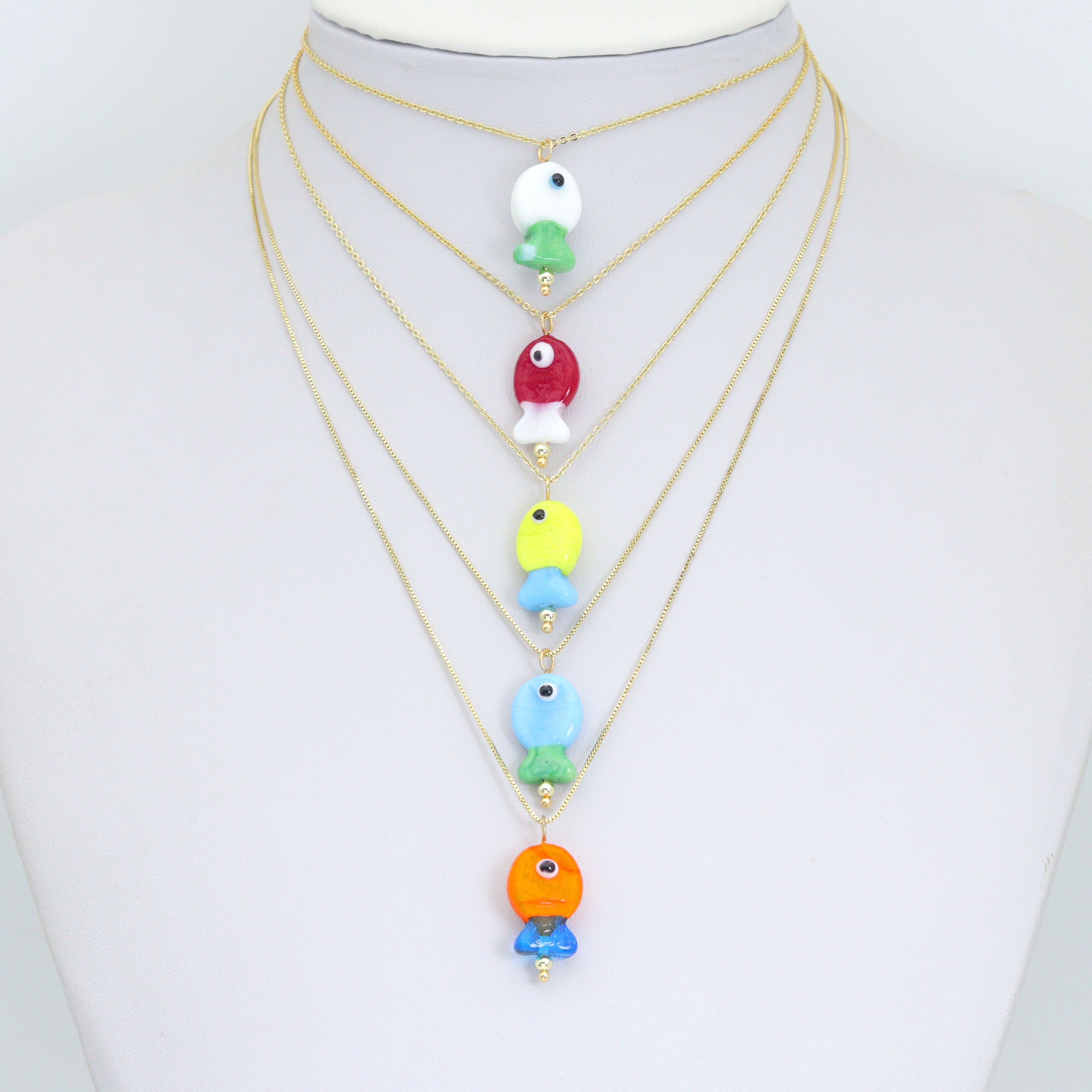 Coloful Fish Charm Pendant-handmade ocean-inspired pendant, Sku#EF828