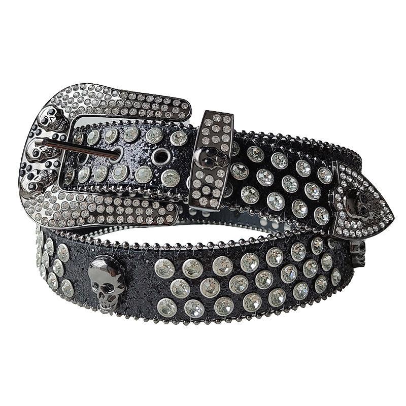 Ceinture Western à Strass Skullduggery | Ceinture Mode Cloutée Tête de Mort Punk Rock