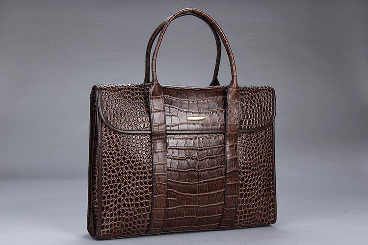Sacoche pour ordinateur portable en cuir de crocodile exotique - Cuir de vachette véritable de luxe pour femmes élégantes