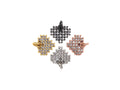 CZ Micro Pave Heart/Leaf Shaped Pendant/Charm, Clear Cubic Z