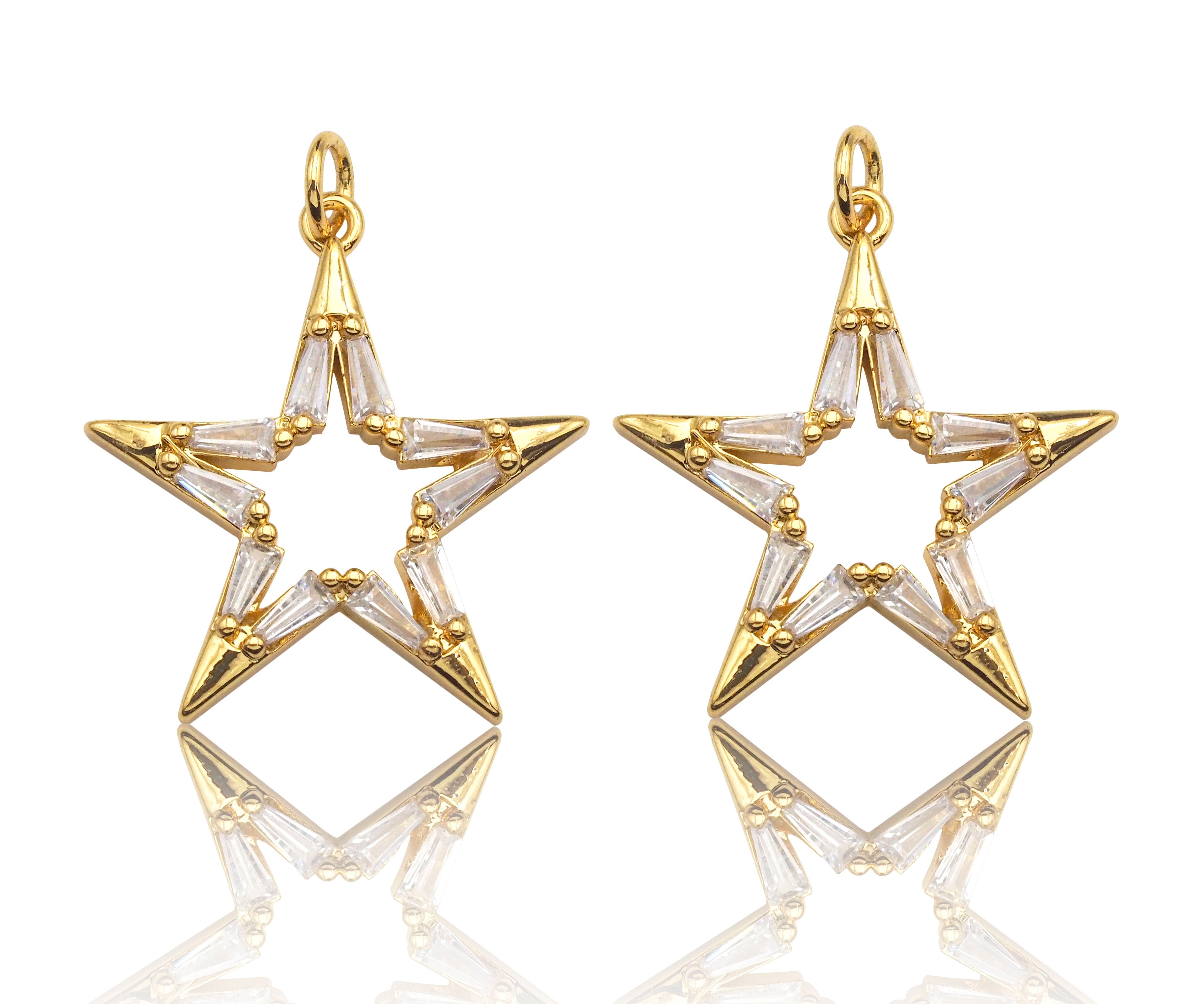 CZ Micro Pave Large Five Star Shape Pendant , 23x25mm,  SKU#F1186C