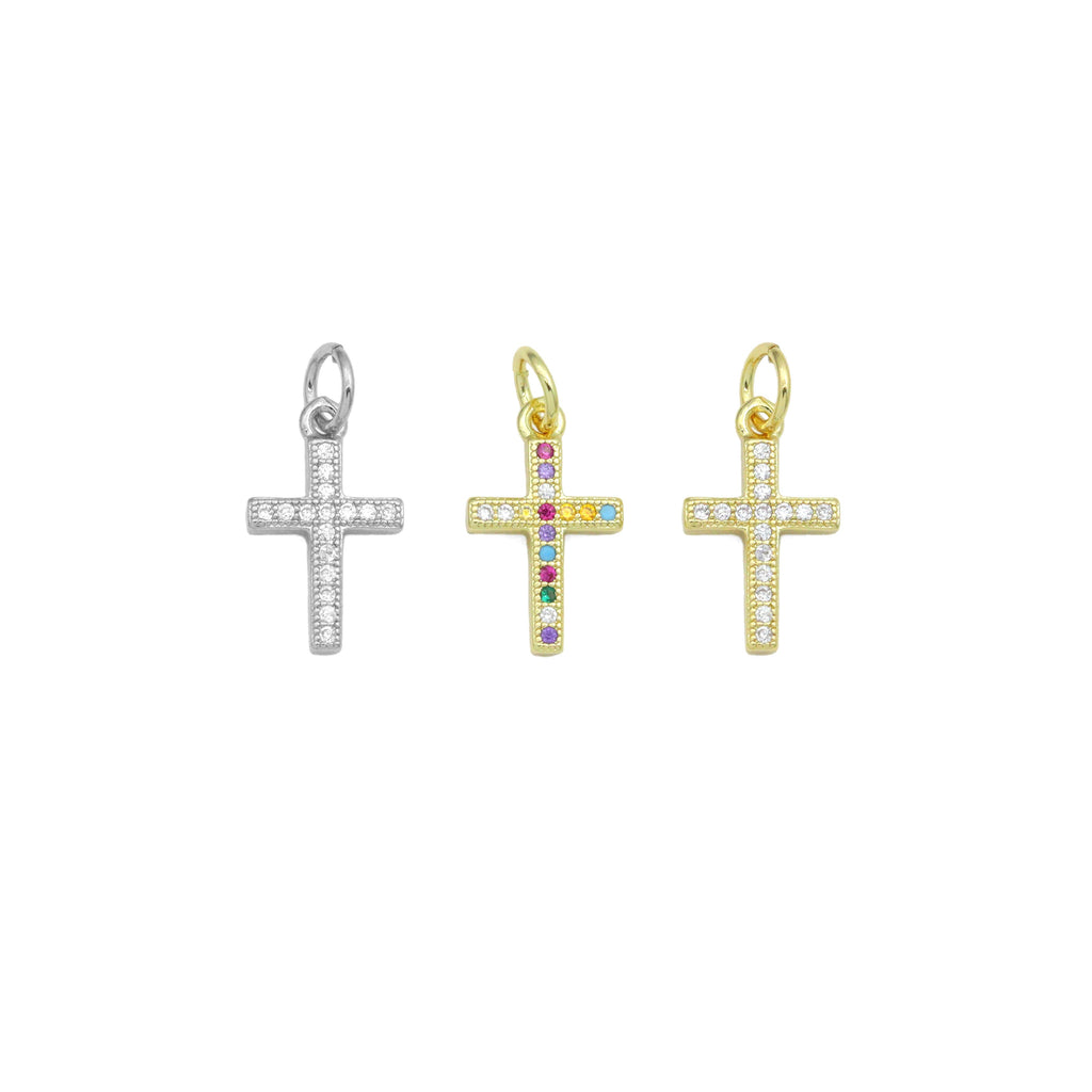 CZ Micro Pave Cross Charm Pendant, Cross charm, sku#F685