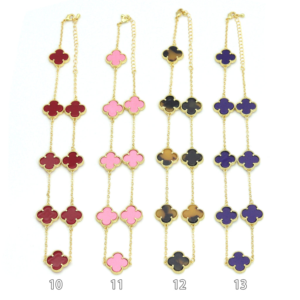 14 colors Flower Necklace, Green Pink Blue black silver gold white flower necklace, Sku#FH227