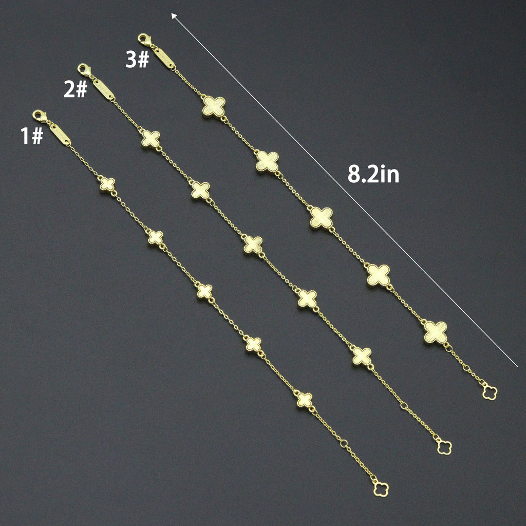 Double sides Gold Flower Chain Bracelet,  Sku#FH249