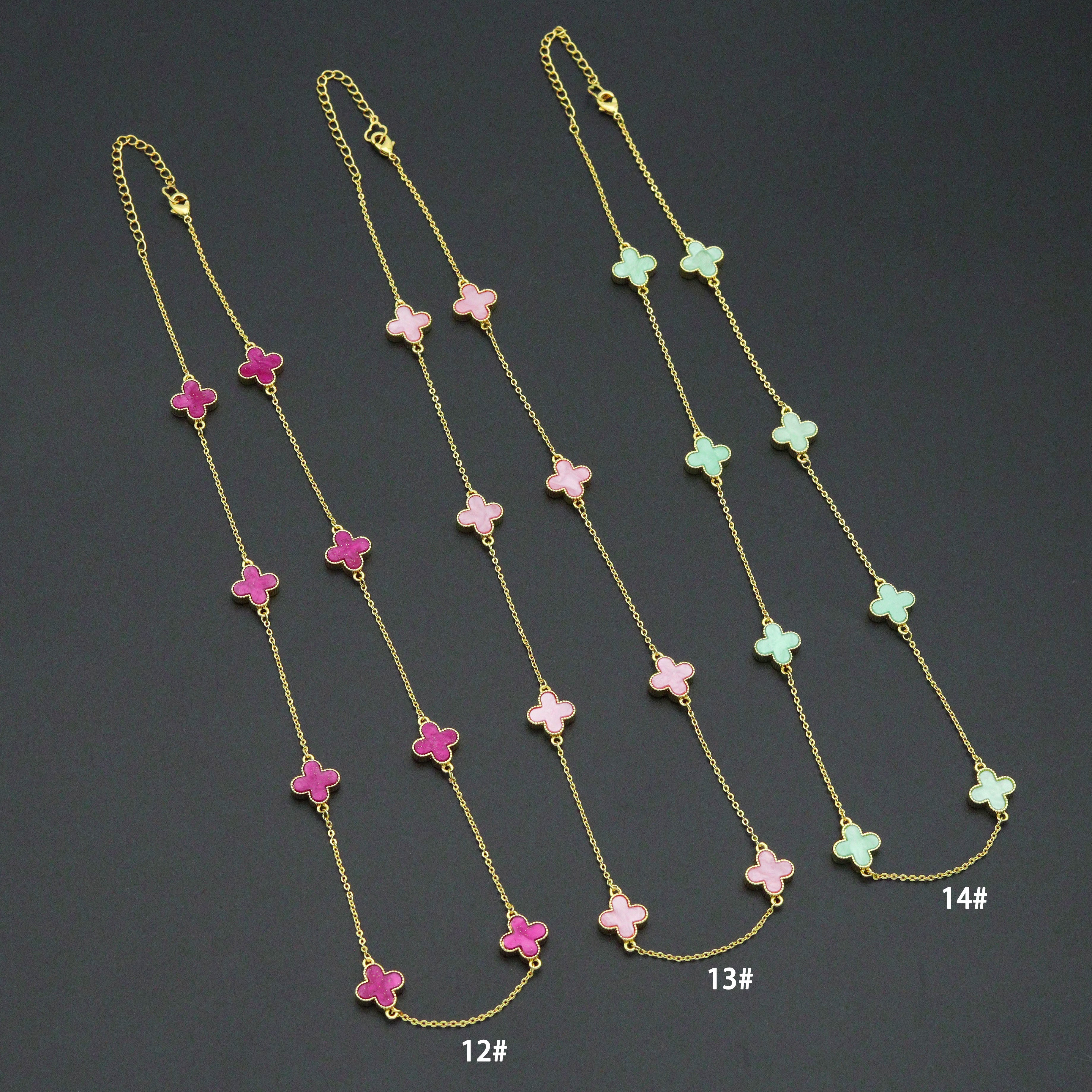 Colorful Flower Chain Bracelet neckclace,  Sku#FH250