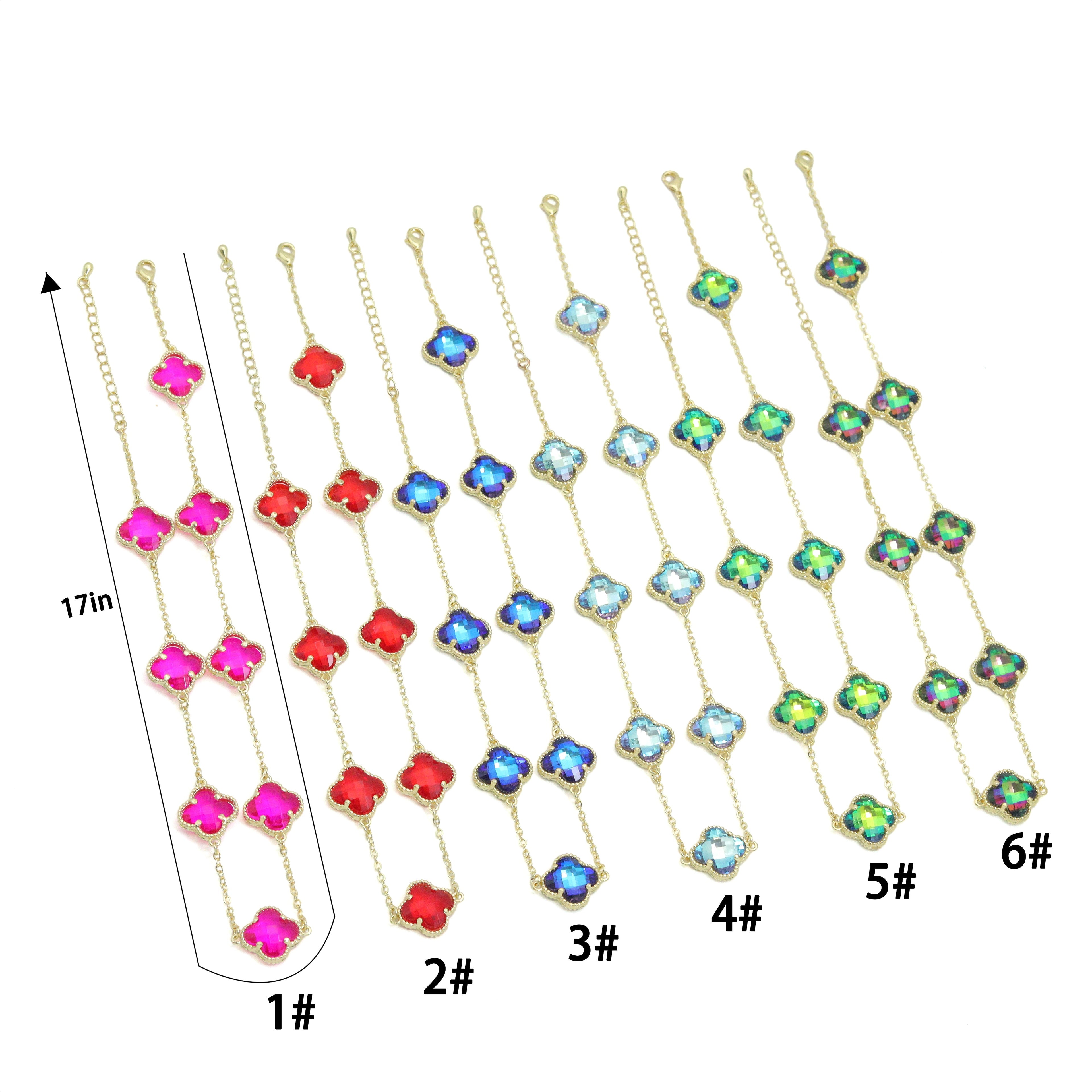 Crystal flower Chain Necklace, Sku#FH253