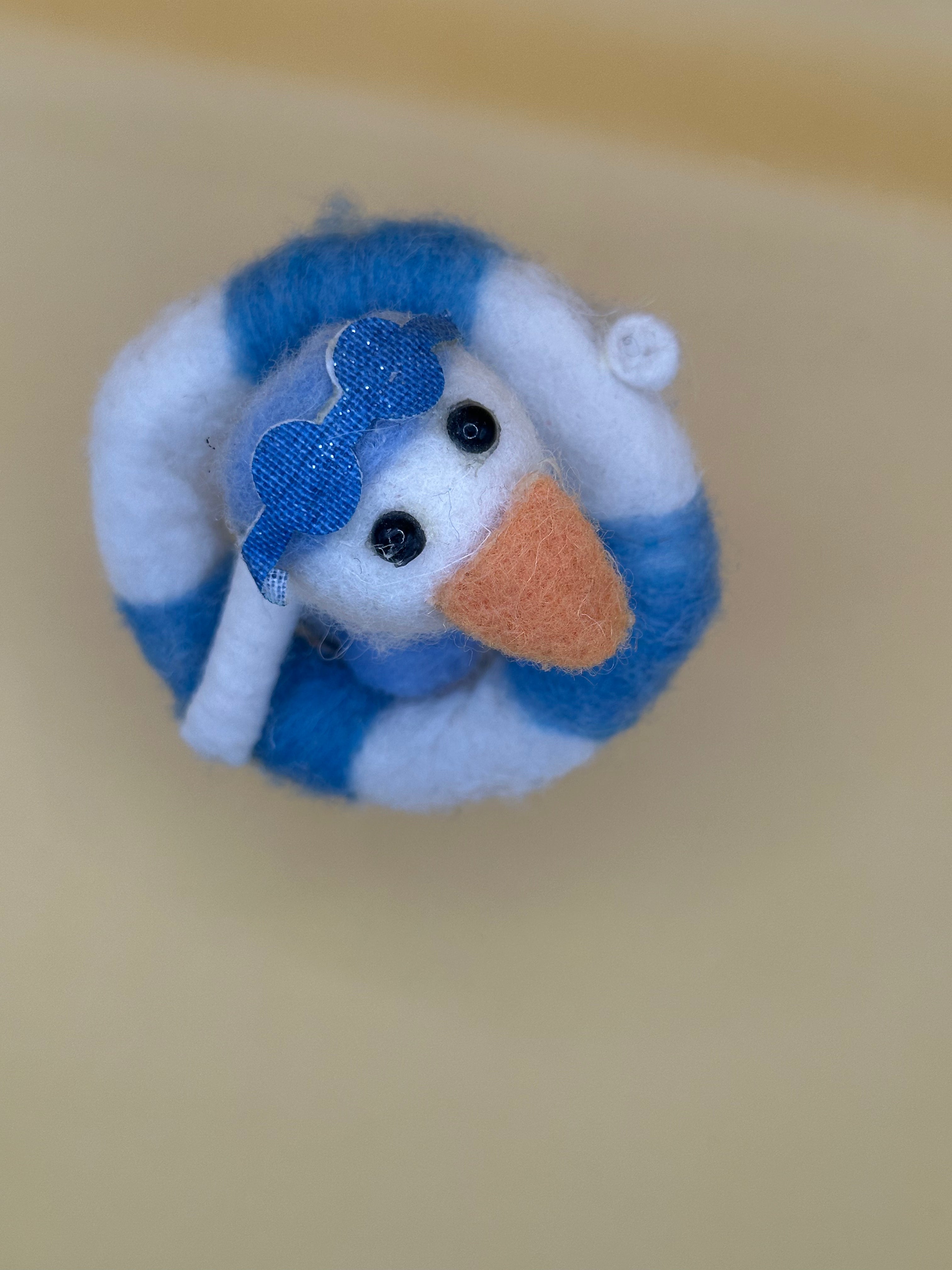 Felted Wool Swimming Duck Figurine – Coastal Decorative Statue 6"