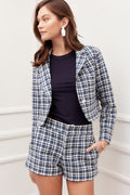 Plaid Tweed Cotton Micro Jacket