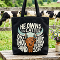He Owns the Cattle On a Thousand Hills Tote Bag, Christian Western Faith Gift Shopper