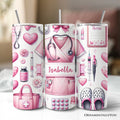 Pink Nurse Life 20oz Personalized Tumbler With Lid and Stainless Steel Straw, Medical Worker Appreciation Gift Cup