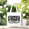Cheer Mom Lightning Canvas Tote Bag, Cheerleader Retro Gift Shopper for Proud Sports Mothers
