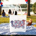 Floral USA Patriotic Canvas Tote Bag, 4th of July Gift Shopper for Stylish Women