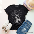 Kids Alien Cat Abduction T-Shirt, Funny Youth UFO Space Cats Cosmic Tee