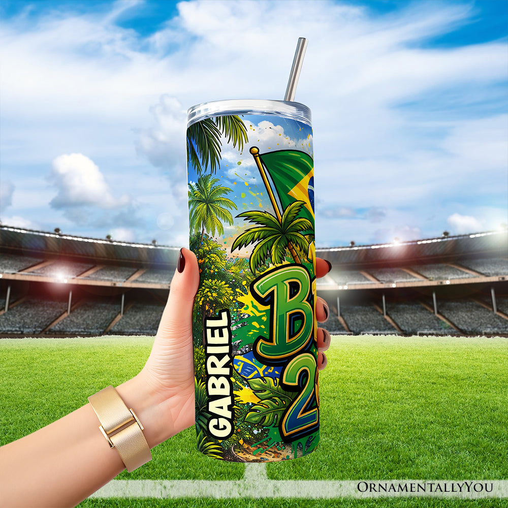 Vaso con tapa y pajita de acero inoxidable de 20 oz del Campeonato Mundial de Fútbol Brasil 2026, taza de regalo para aficionados al fútbol