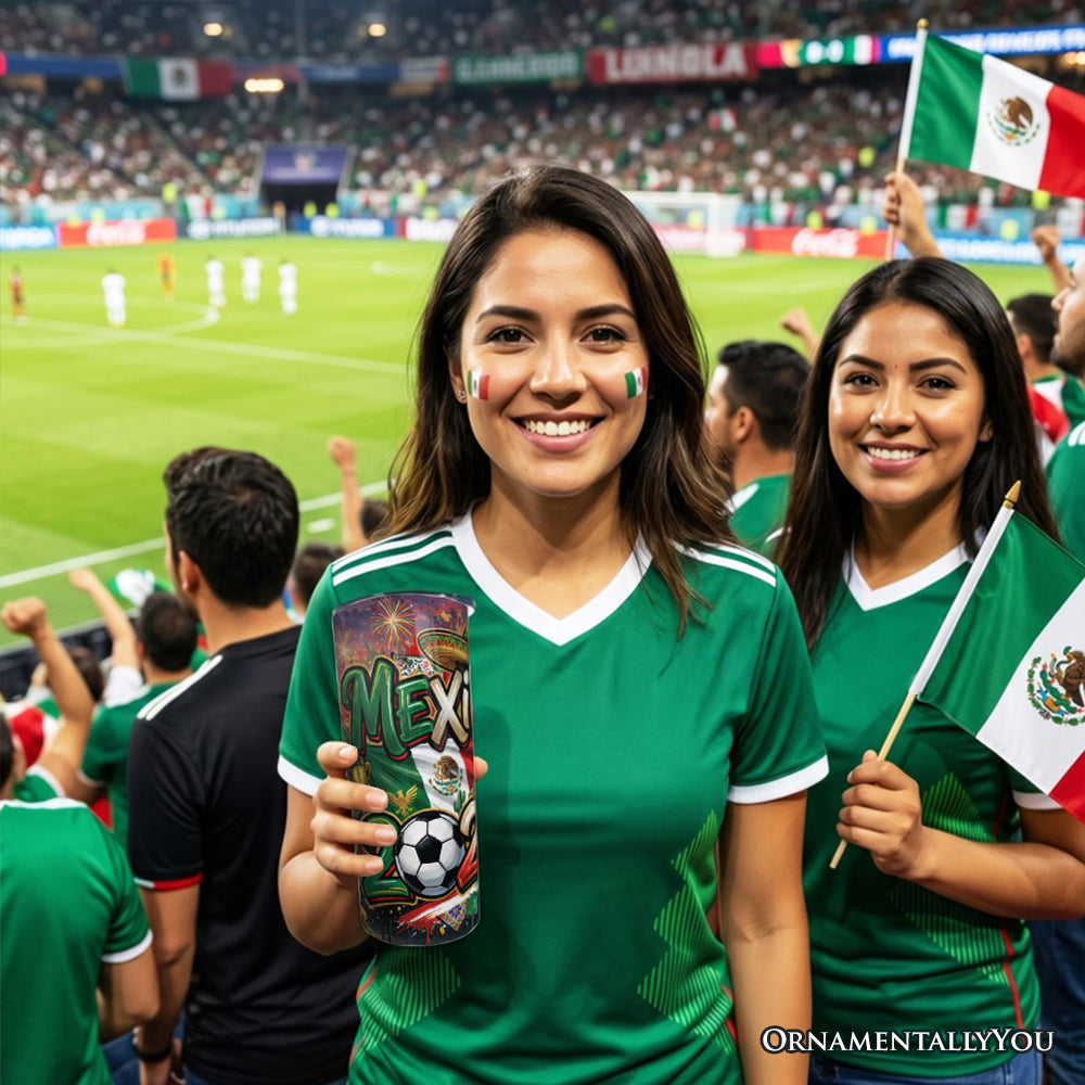Gobelet de 20oz avec couvercle et paille en acier inoxydable Coupe du Monde de Football Mexique 2026, cadeau pour les fans de football