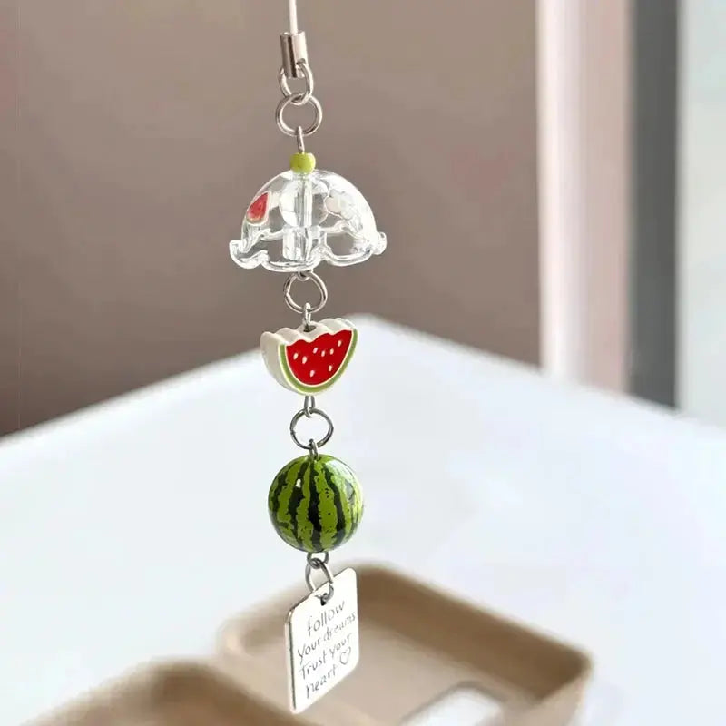 Porte-clés Fruit – Breloque de sac Y2K mignonne pomme et pastèque pour femmes
