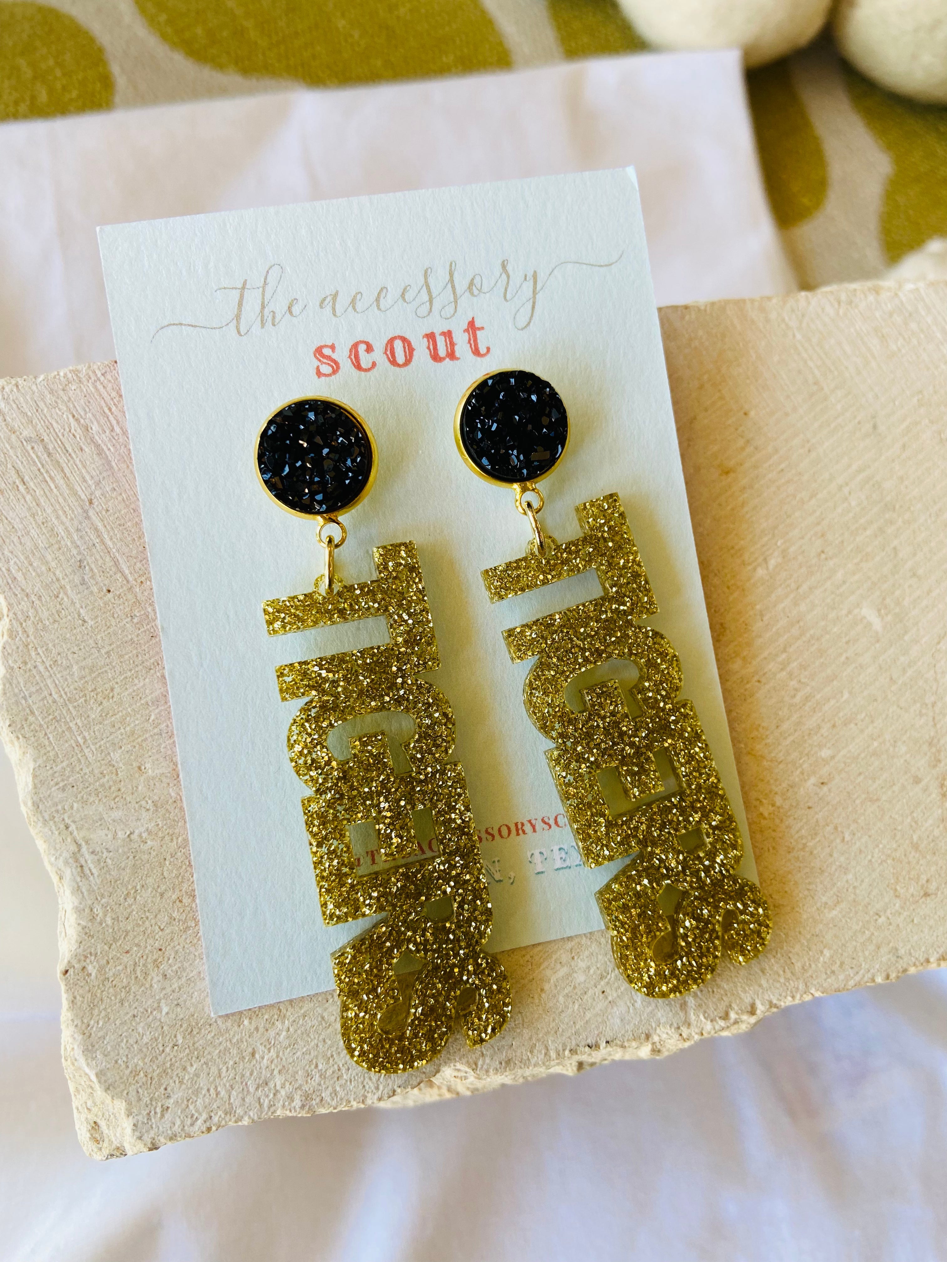 Black and Gold TIGER Earrings