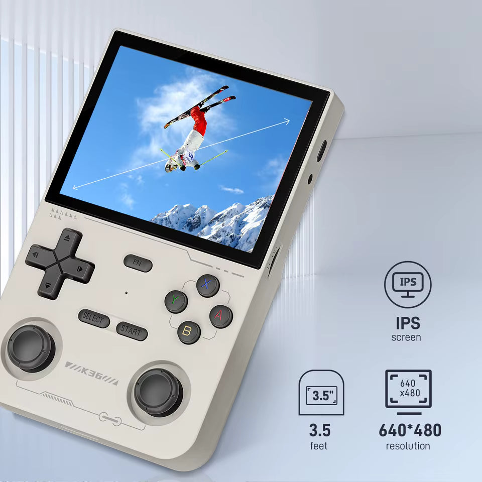 GAMINJA K36 Retro Elite Edition – Massive 24,000+ Titles Powered by Arkos Spacious 128GB SD Card, Vibrant 3.5" HD IPS Screen with 45+ Emulators Supported, Your Ultimate Portable Gaming Companion, Game Console