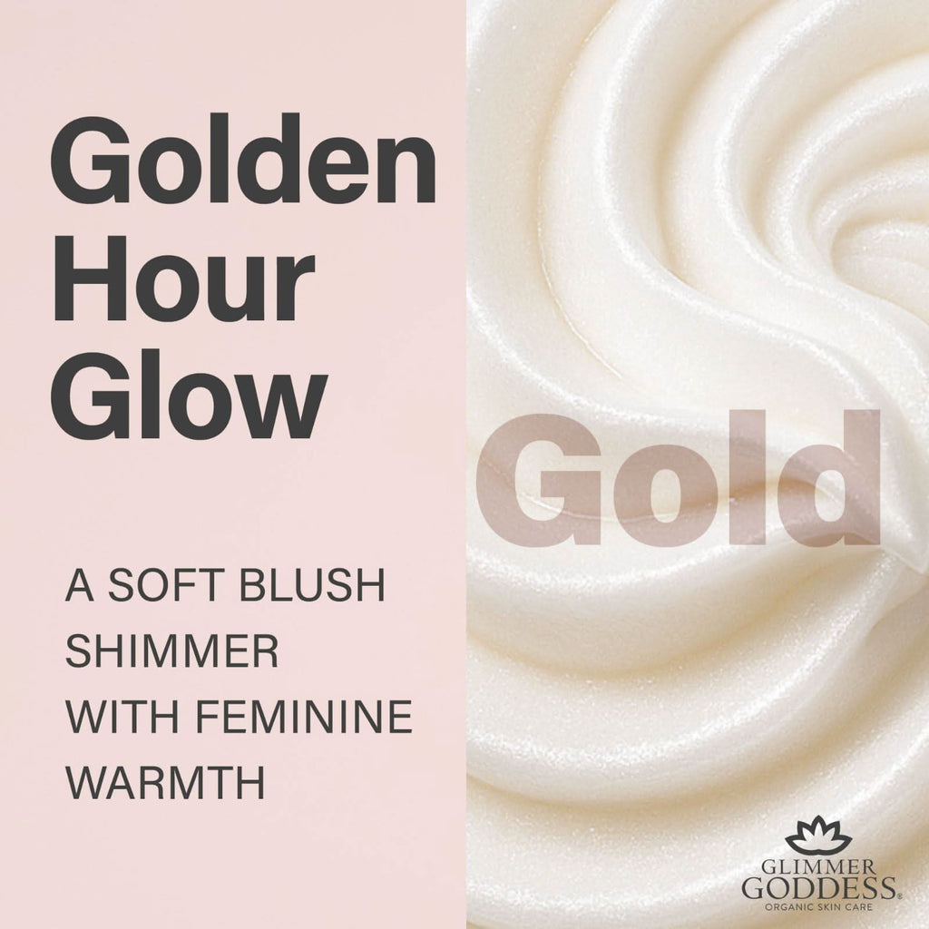 Glimmer Goddess Organic Shimmer Whipped Body Butter - Level 3 Super Gold 4 oz