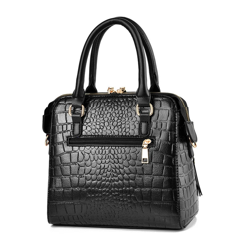 Sac à main de luxe motif crocodile pour femmes | Sac à bandoulière en cuir PU à pompons, nouvelle collection hiver (sac à main de marque, sac à main pour femme)