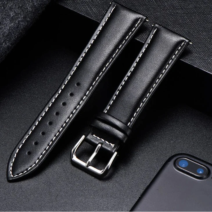 Motorola Moto Watch Band, Soft Calfskin Leather Strap, Steel Buckle