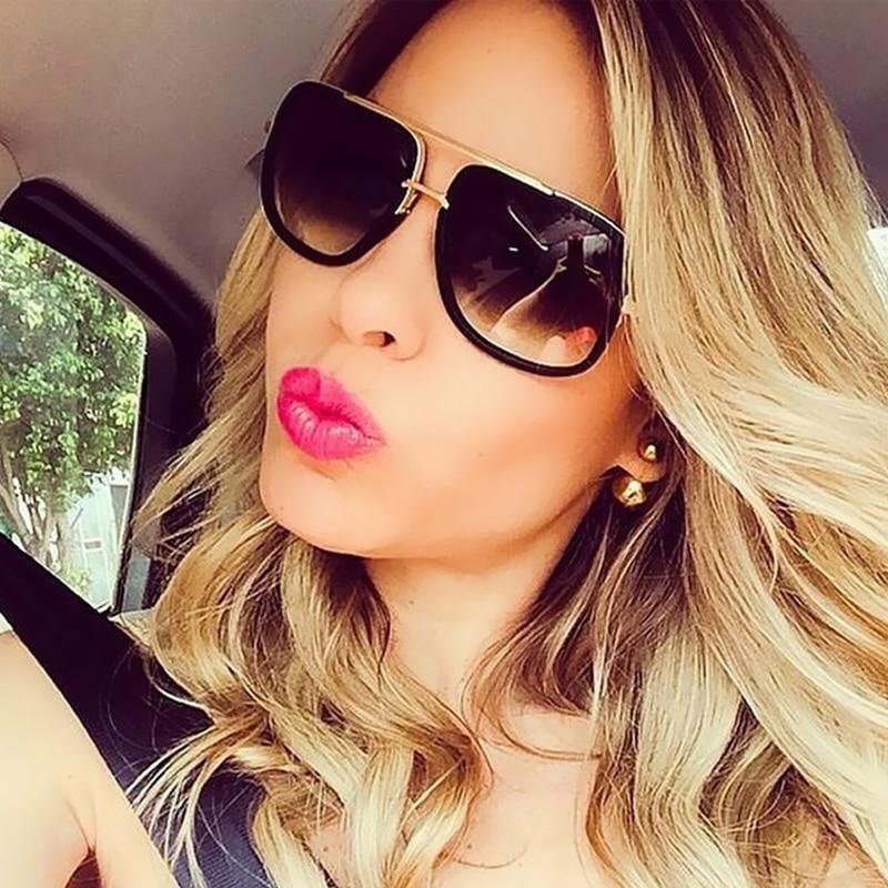 Lunettes de soleil de luxe modernes surdimensionnées pour hommes et femmes unisexe polarisées carrées rétro, protection UV400 et verres dégradés.